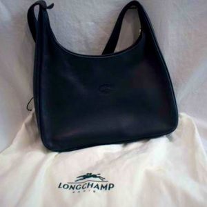 RARE Navy Blue Pebbled Leather Vintage Longchamp Purse